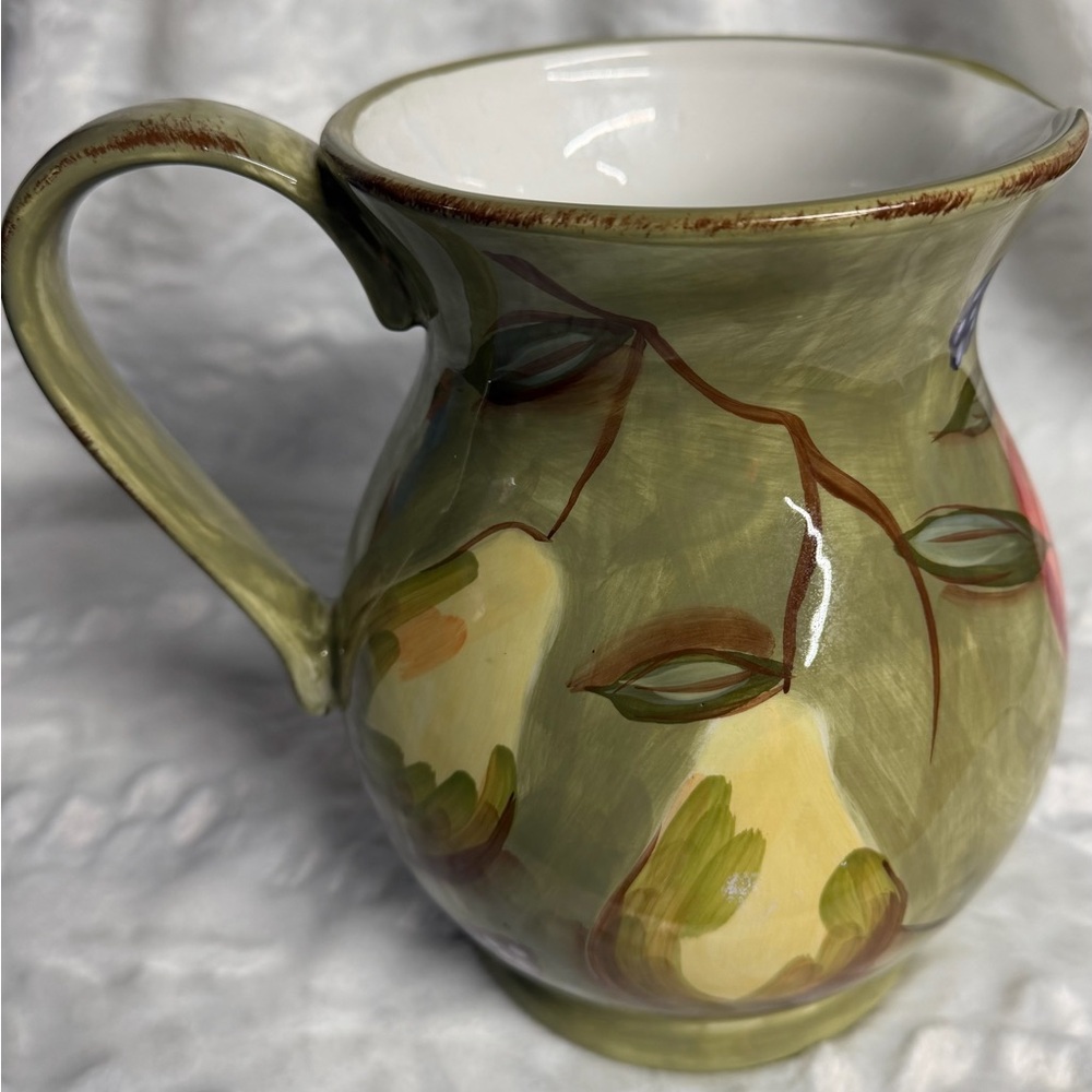 Hand-Painted Ceramic Pitcher with Pear Design